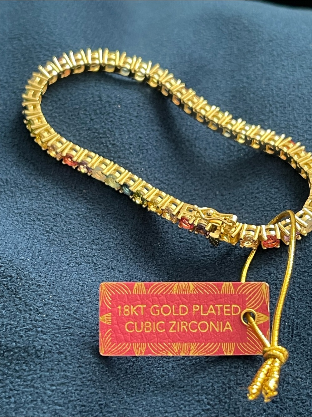 Gold-Tone Multicolor Crystal Tennis Bracelet - Women Accessories